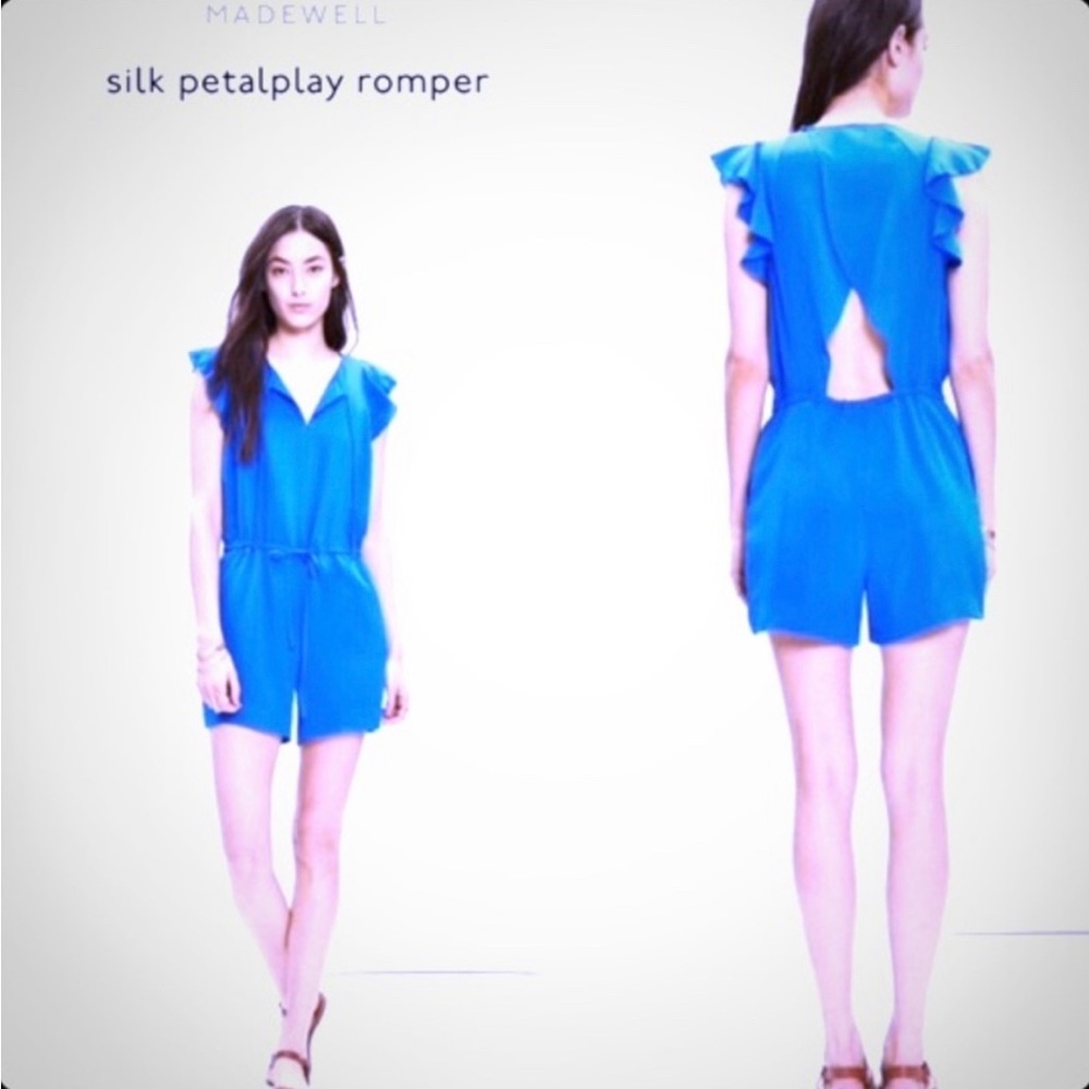 Madewell Silk Petalplay Royal Blue Romper